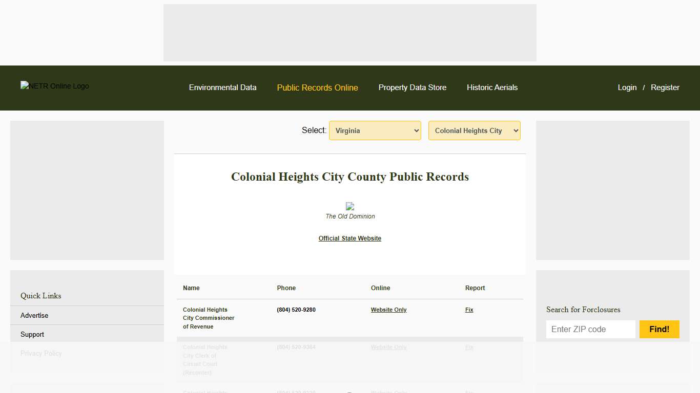 NETR Online • Colonial Heights City • Colonial Heights City Public Records, Search Colonial Heights City Records, Colonial Heights City Property Tax, Virginia Property Search, Virginia Assessor