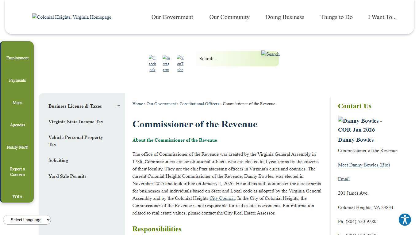 Commissioner of the Revenue Colonial Heights, VA - Official Website